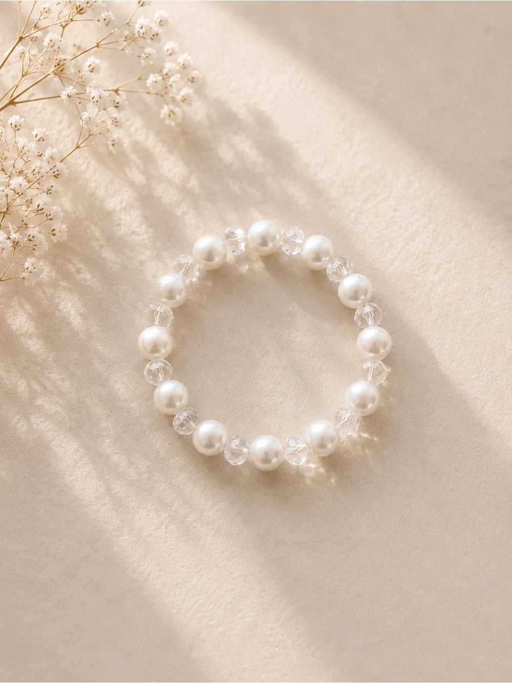 Pearl & Crystal Stretch Bracelet - Women Jewelry